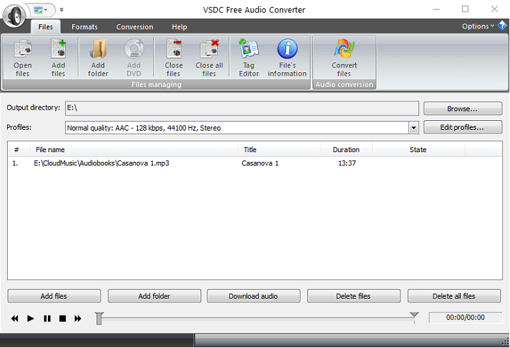 Convertidor de audio gratuito VSDC