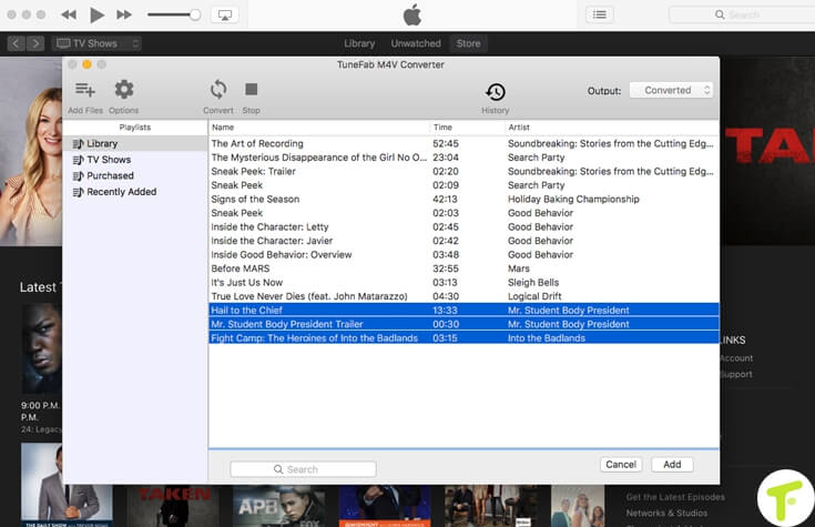 Selecione os filmes convertidos do iTunes