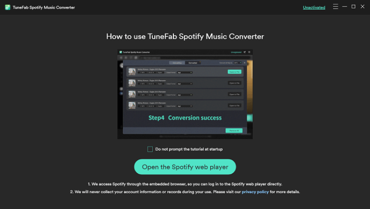 Spotify Web Player incorporado