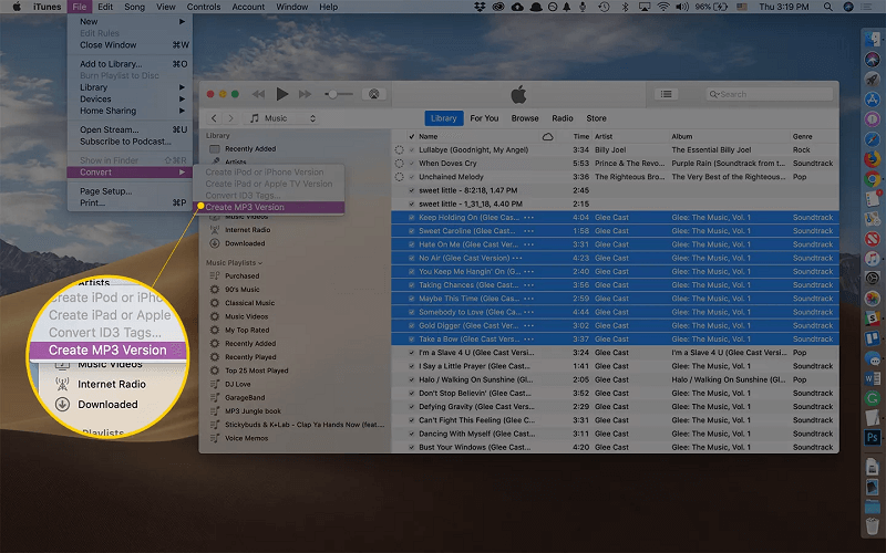 Преобразование приобретенной песни iTunes в MP3 на Mac