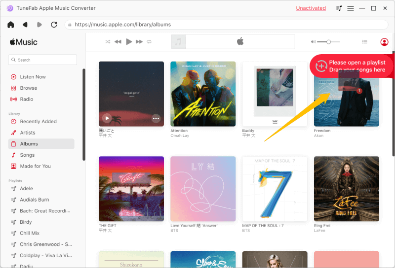 Um clique para baixar músicas da Apple com capas de álbuns