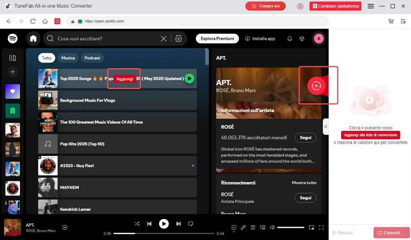 Aggiungi musica da Spotify