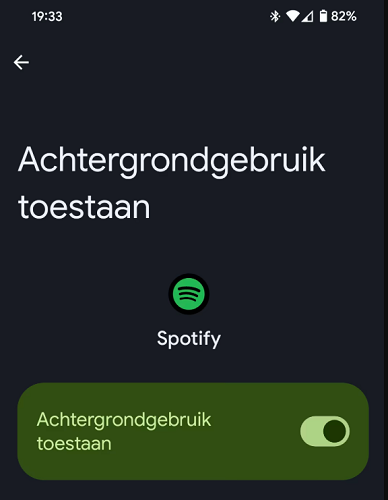 Android Achtergrondgebruik toestaan