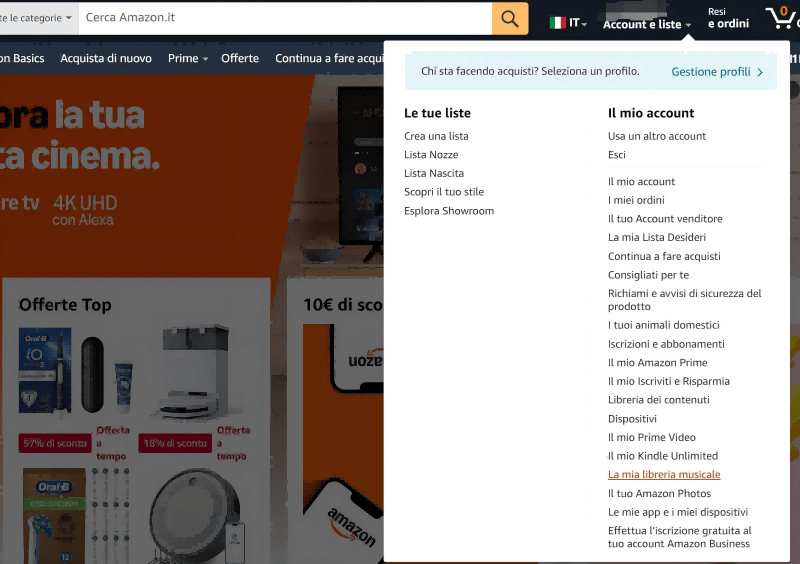 Acquisto su Amazon dal Lettore Web