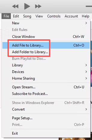 Add File to Library iTunes Interface