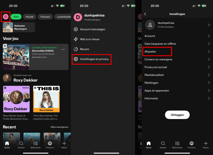 Afspeelinstellingen op iPhone