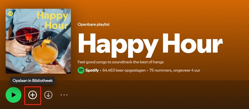 Bewaar gedeelde playlist in Spotify bibliotheek