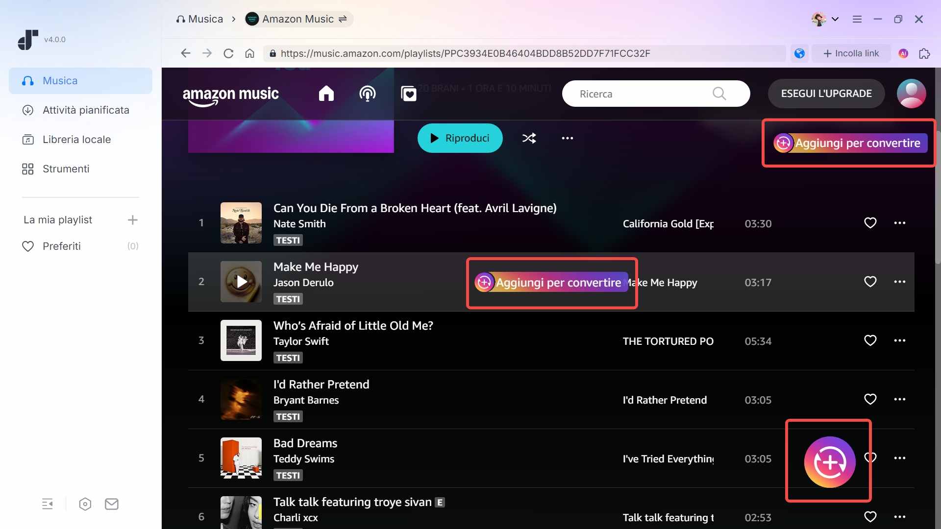 Aggiungi Musica da Scaricare TuneFab