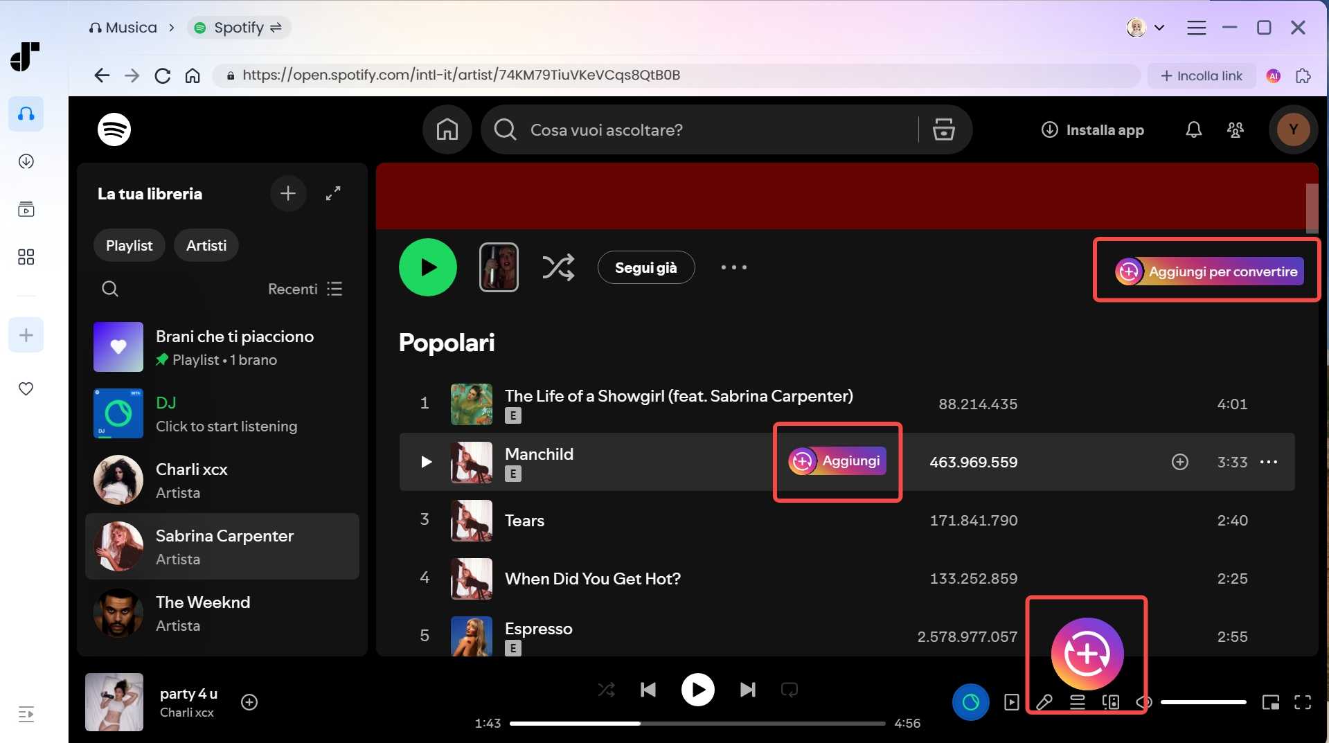 Aggiungi la musica Spotify