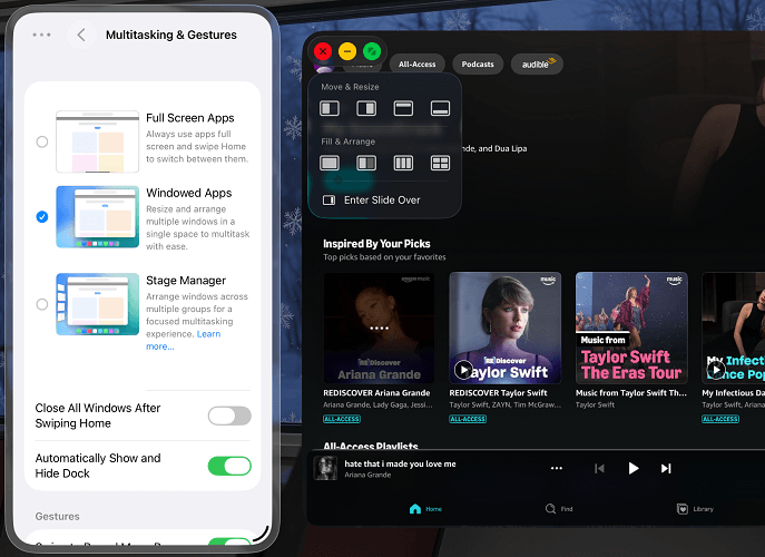 Use the Amazon Music app in Split View on iPad