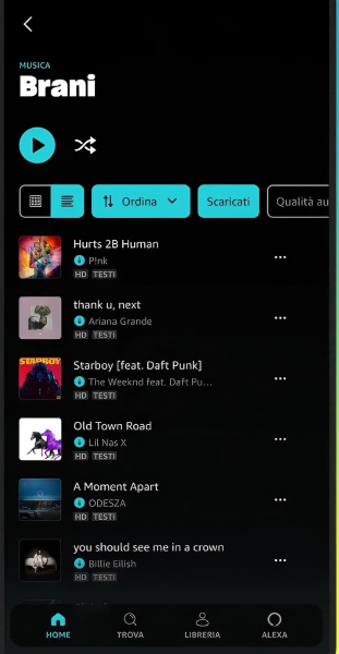 Amazon Music su iPhone