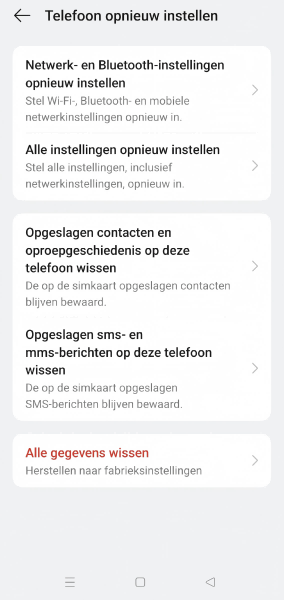 Android-apparaat fabrieksinstellingen herstellen