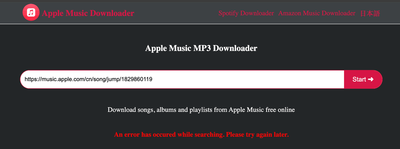 Apple-Music-Downloader.com Fail Parsing