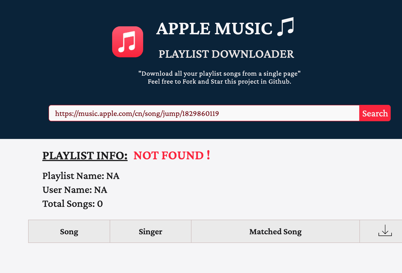 Apple Music Playlist Downloader Parse Not Found