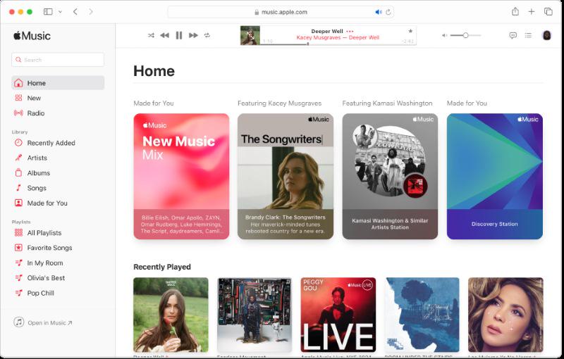 Apple Music Web Player Interface