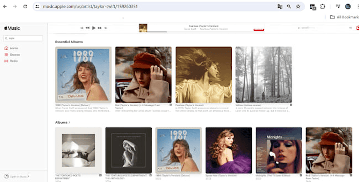 Apple Music Web Player Interface