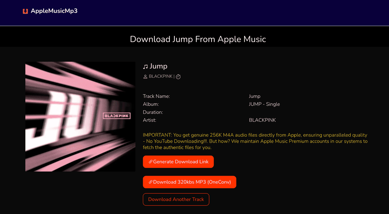 AppleMusicMp3 Download Buttons