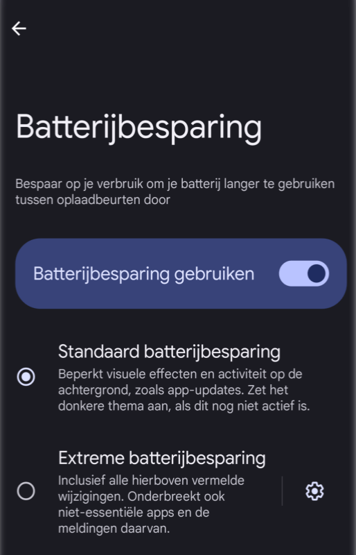 Controleer batterij- en energiebesparing instellingenn op Android