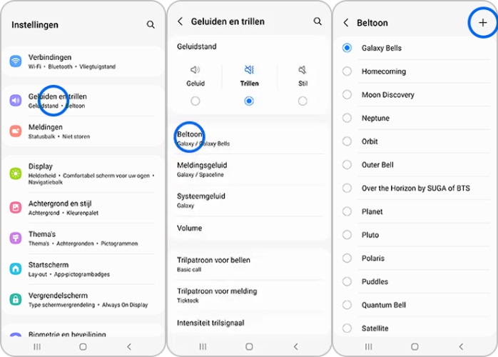 Beltonen instellen op Samsung