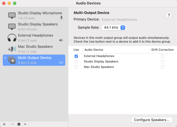 Black Hole audio-instellingen