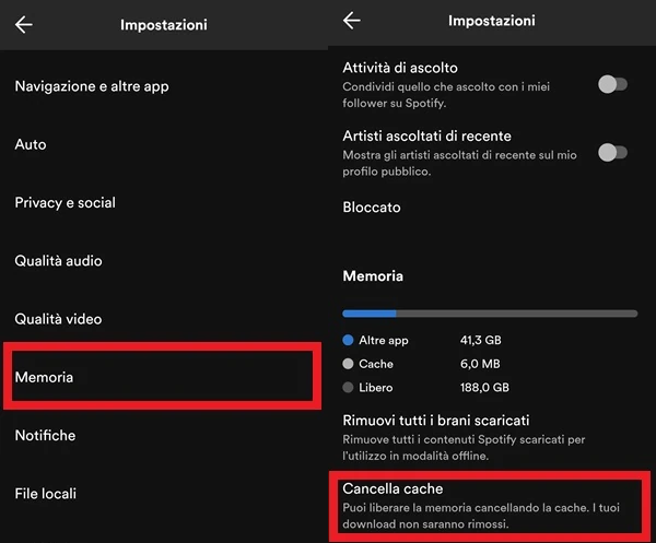 Cancella la cache di Spotify su Android/iPhone