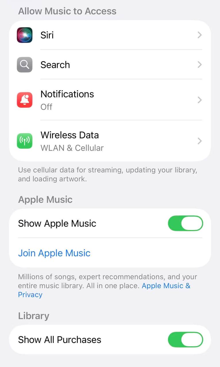 Check Apple Music Wireless Data