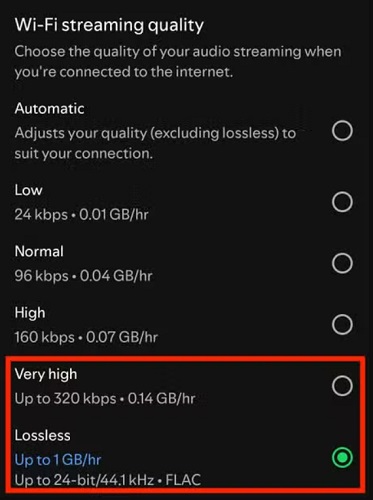 Choose High Streaming Quality on Spotify