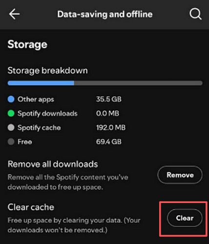 Clear Spotify Android App Cache