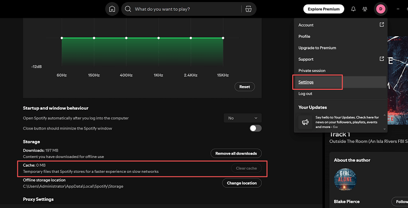 Clear Spotify cache on PC