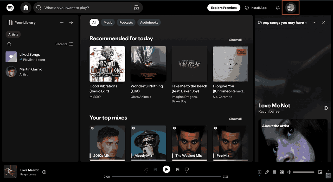 Click Current Profile Picture on Spotify