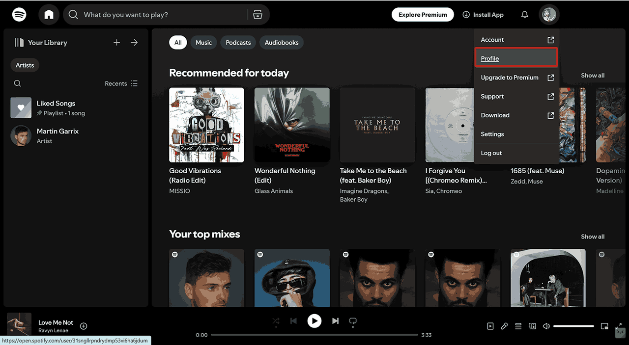Click on Profile Option