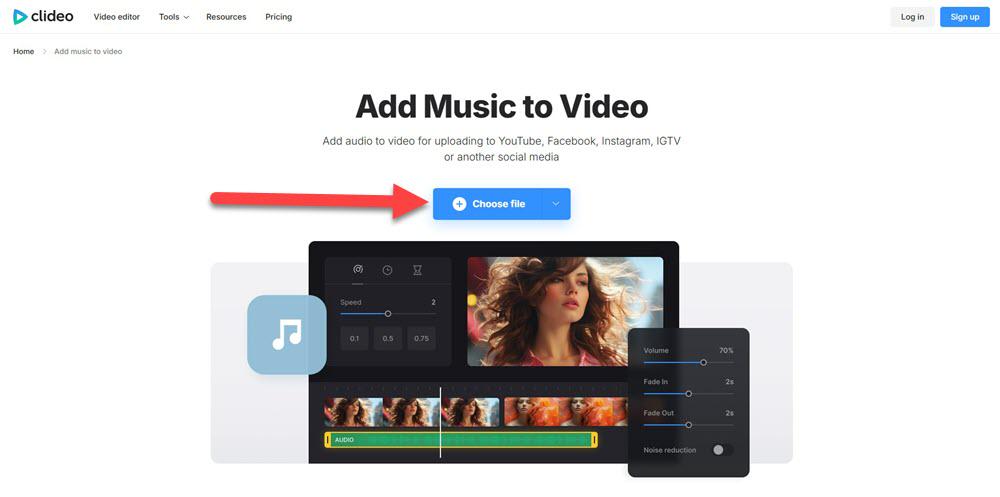 Clideo Add Music to Video Choose File