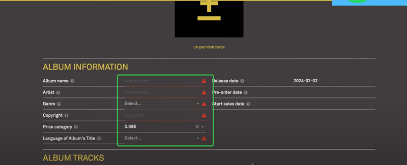 Confirm Music Information