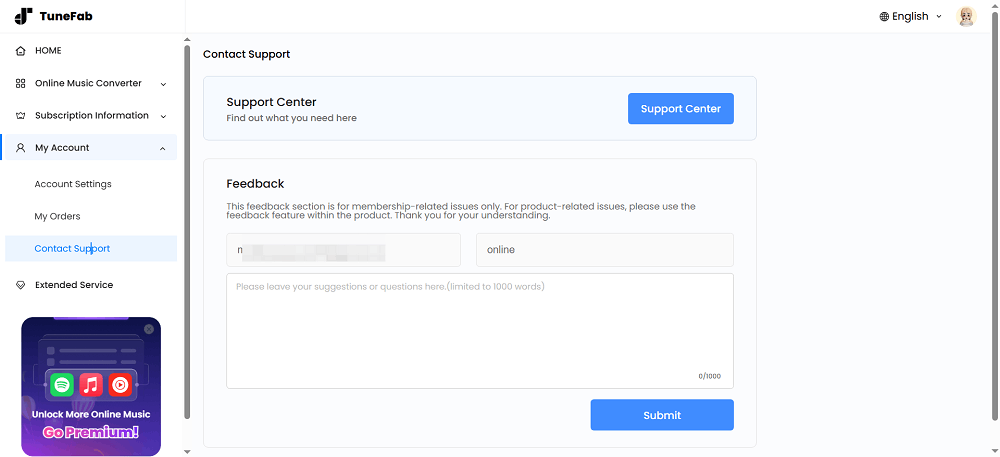  Contact TuneFab Support Team