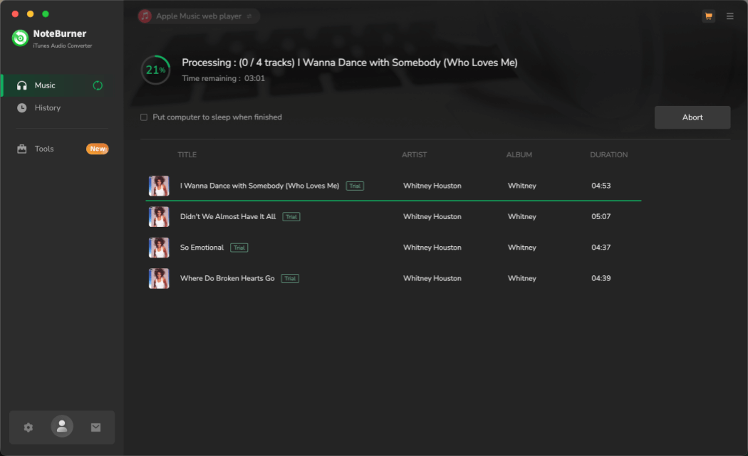 Convert Apple Music via Noteburner