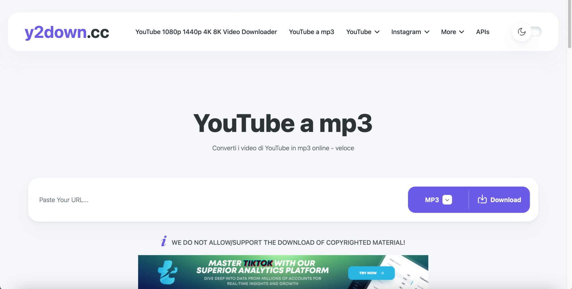 Pagina Principale Y2downcc Converti YouTube