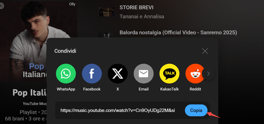 Copia l’URL Della Musica da YouTube