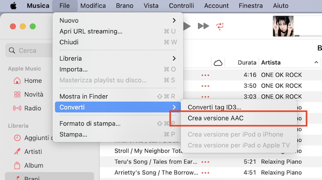 Crea Versione Aac Itunes Suoneria