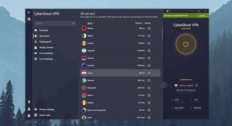 CyberGhost Interface