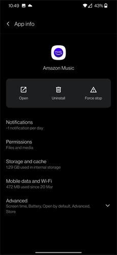Clean Amazon Music App Cache Android