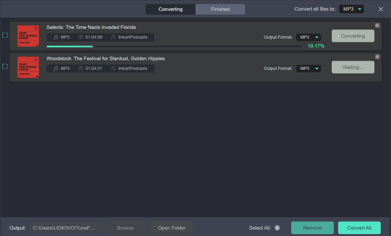 Check out the Conversion Speed on the Converting Page