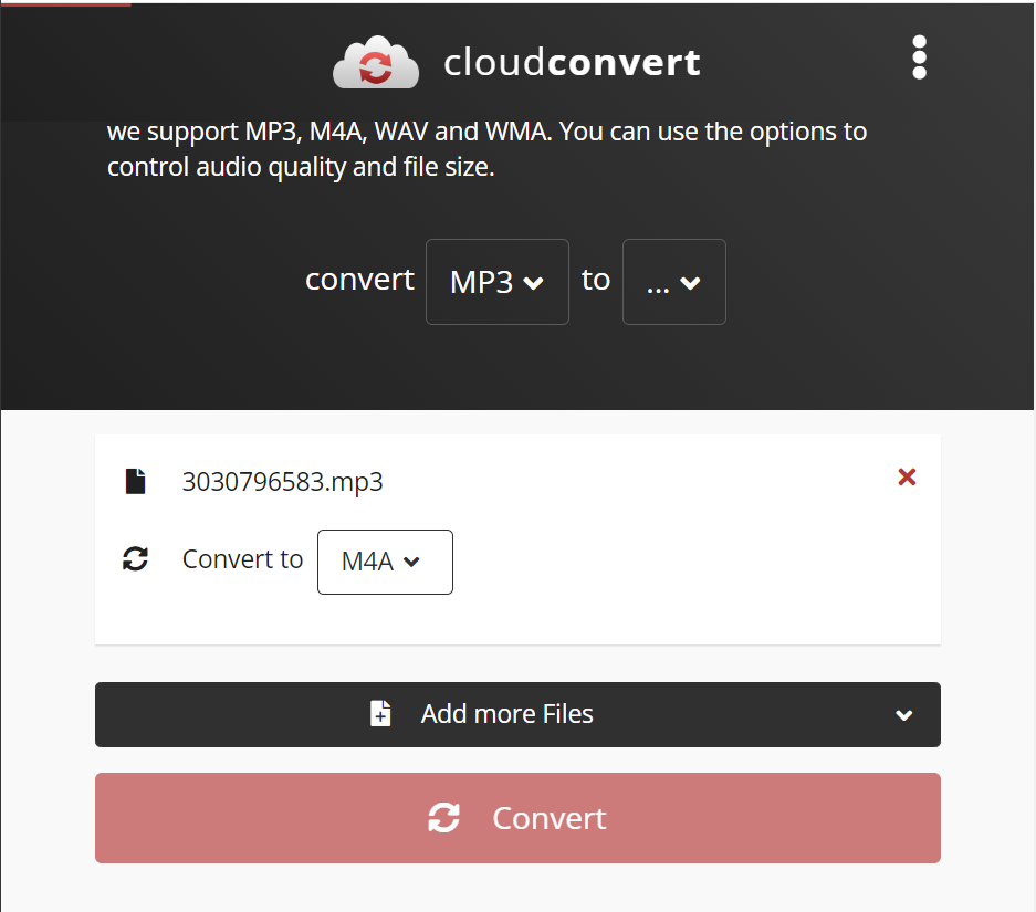 Choose M4A as your output format