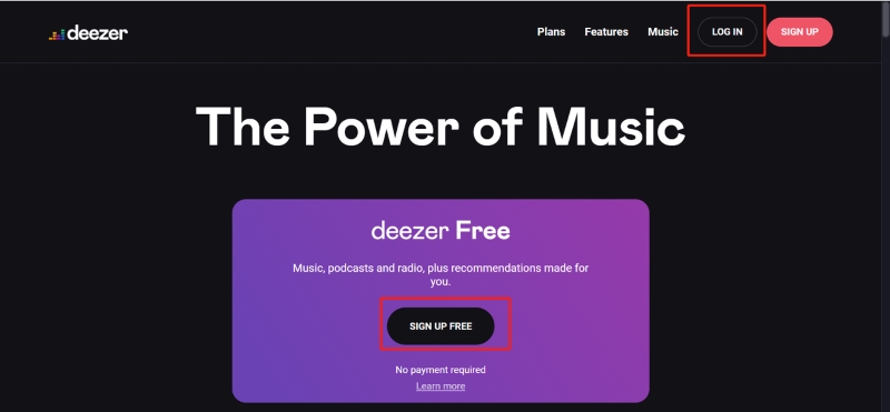 Deezer Account Login Page