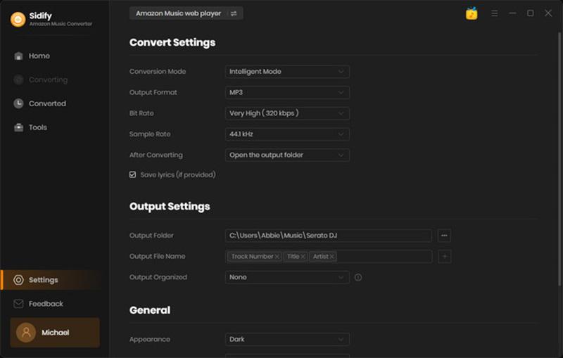 Sidify Amazon Music Converter Settings