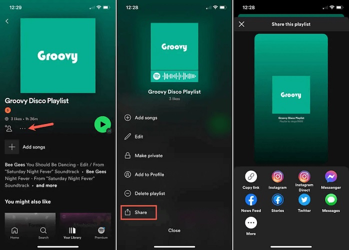 Aplicación de Spotify Copiar enlace de Spotify