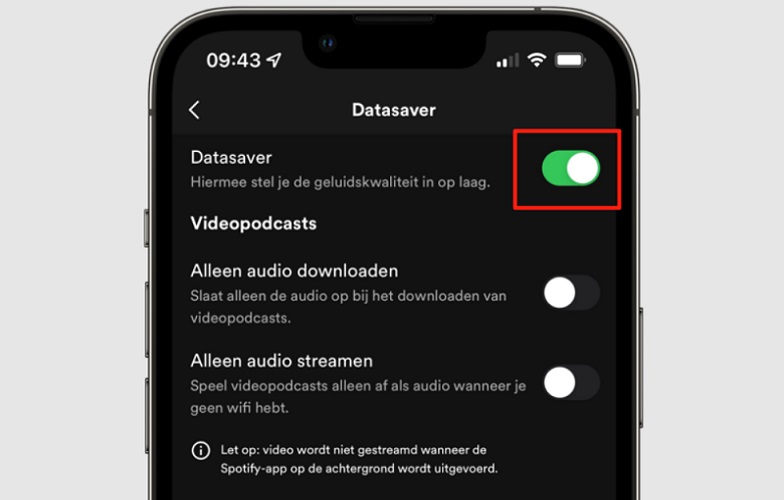 Datasaver uitschakelen