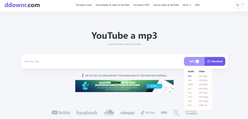 ddownr.com Sito Ufficiale di YouTube in MP3