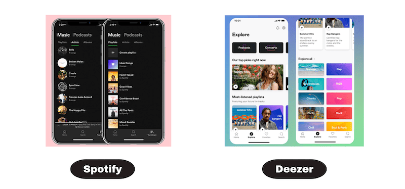 Deezer vs Spotify UI