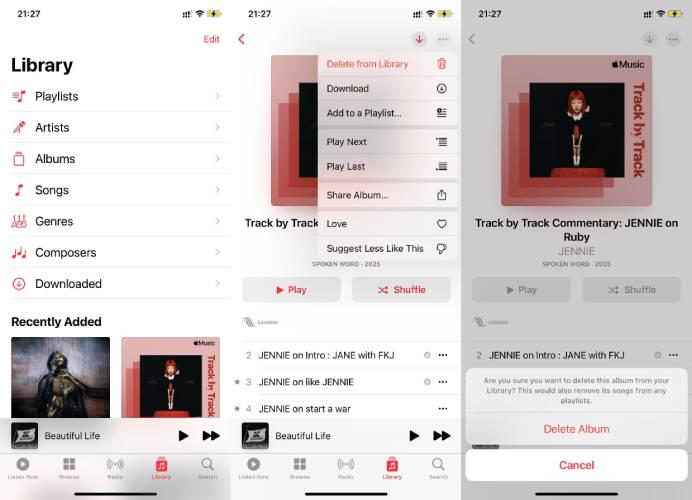 Delete Apple Music Playlist/Album on iPhone