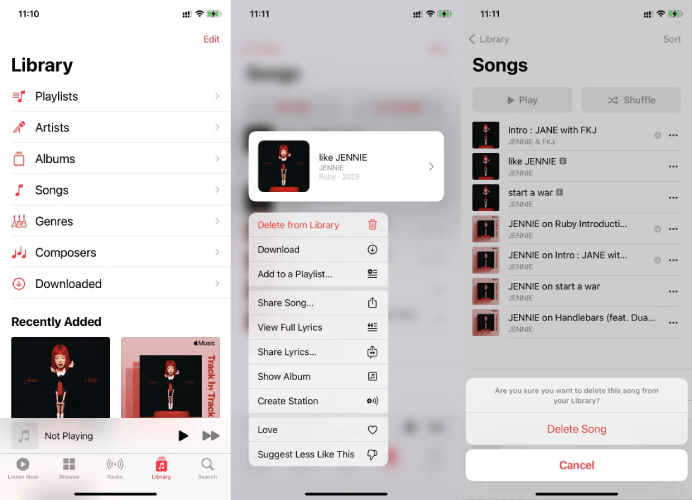 Delete a Song from Apple Music Library on iPhone/iPad